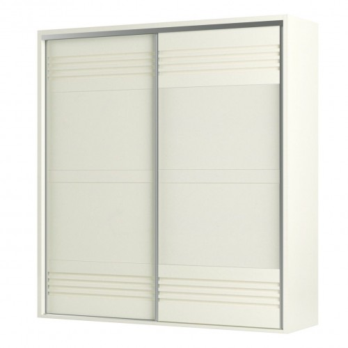 Guarda-Roupa 2 Portas de Correr 7 Prateleiras Ripado Off White - Dalla Costa