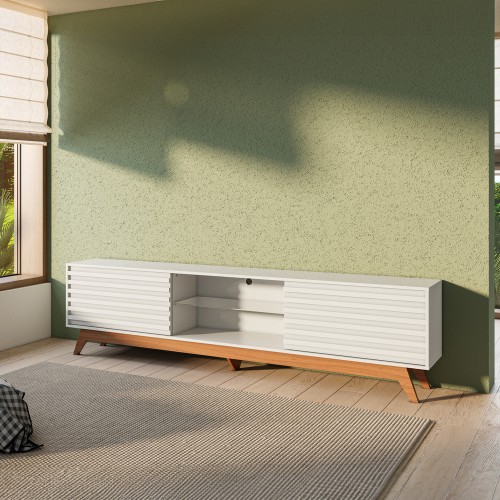 Rack para TV Até 60 Polegadas 2 Portas Retrô Off White/Freijó - Dalla Costa