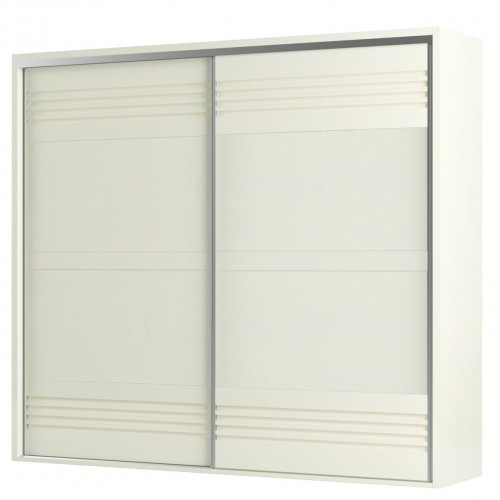 Guarda-Roupa 2 Portas de Correr 4 Gavetas 6 Prateleiras Ripado Off White - Dalla Costa