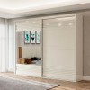 Guarda-Roupa 2 Portas de Correr 4 Gavetas 6 Prateleiras Espelhado Ripado Off White - Dalla Costa