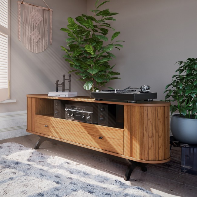 Rack para TV Até 60 Polegadas 1 Gaveta Curvo Nature Freijó/Preto - Dalla Costa