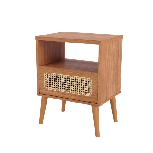 Mesa de Cabeceira 1 Gaveta Tela Natural Curve Freijó - Dalla Costa