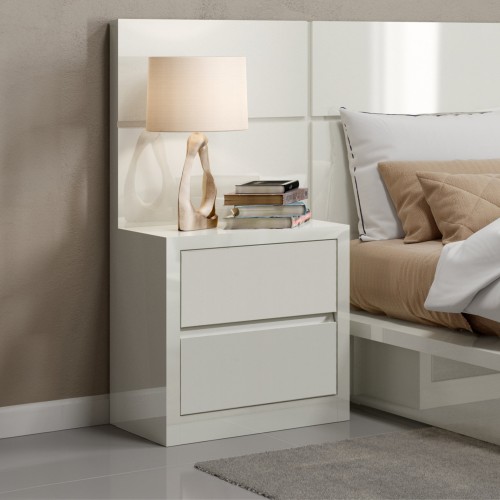 Mesa de Cabeceira 2 Gavetas Basic Off White - Dalla Costa