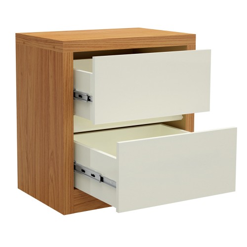 Mesa de Cabeceira 2 Gavetas Basic Freijó/Off White - Dalla Costa