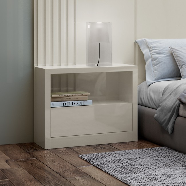 Mesa de Cabeceira 1 Gaveta 100% Mdf Basic Off White - Dalla Costa