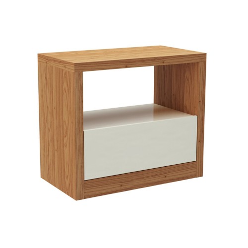 Mesa de Cabeceira 1 Gaveta 100% Mdf Basic Freijó/Off White - Dalla Costa