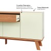 Balcão 4 Portas 1 Gaveta Lisboa Off White/Freijó - Dalla Costa