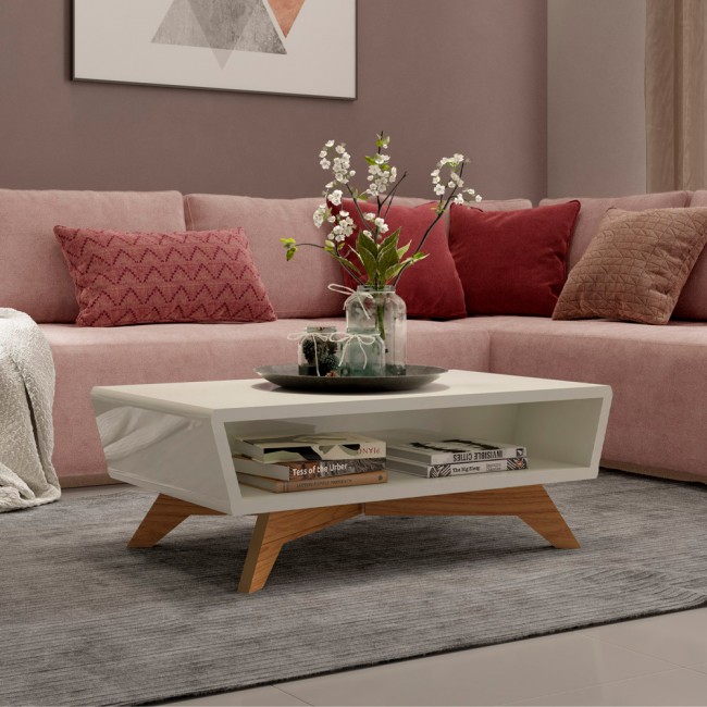 Mesa de Centro Retrô Off White/Freijó - Dalla Costa