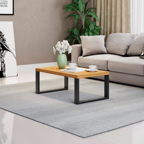 Mesa de Centro Retangular 89,5 X 53cm Industrial Freijó/Preto - Dalla Costa