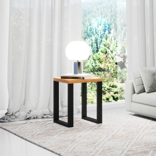 Mesa de Canto Quadrada Industrial Freijó/Preto - Dalla Costa