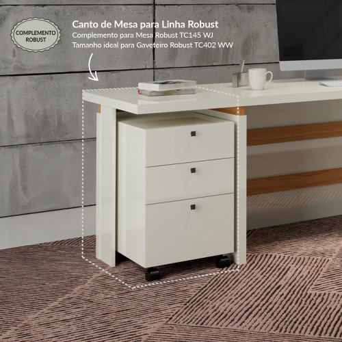 Mesa de Canto Robust Off White/Freijó - Dalla Costa