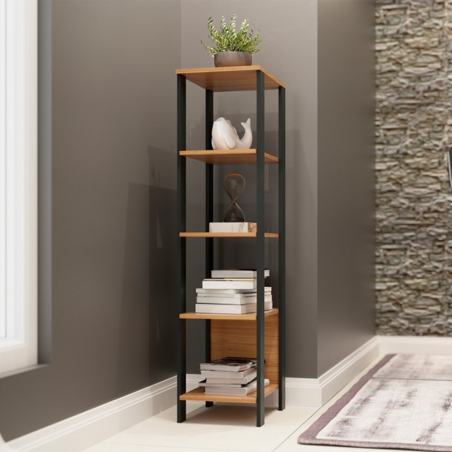 Estante para Livros 5 Prateleiras Industrial Freijó/Preto - Dalla Costa