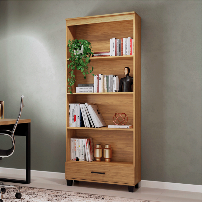 Estante para Livros 1 Gaveta Industrial Freijó - Dalla Costa