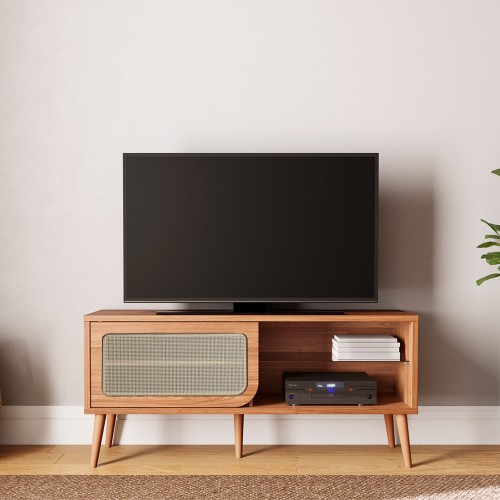 Rack para TV Até 55 Polegadas 1 Porta Tela Sintética Curve Freijó - Dalla Costa