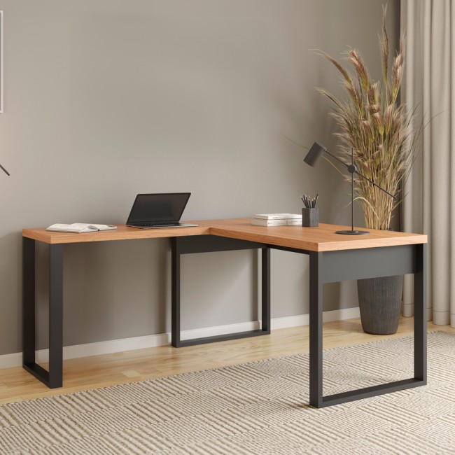 Mesa para Escritório 100% Mdf Industrial Freijó/Preto - Dalla Costa