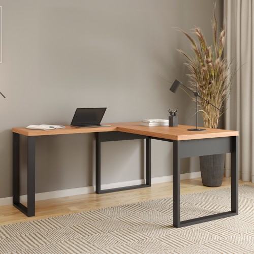 Mesa para Escritório 100% Mdf Industrial Freijó/Preto - Dalla Costa