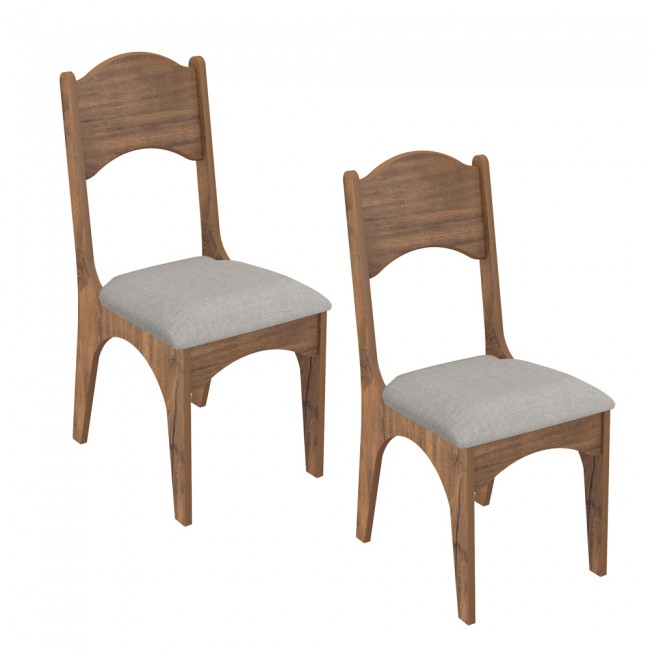 Cadeiras Kit 2 Cadeiras 100% Mdf Ca18/2 N18 Nobre/Liso Claro - Dalla Costa