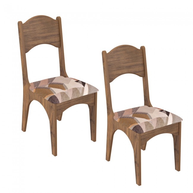 Cadeiras Kit 2 Cadeiras 100% Mdf Ca18/2 N19 Nobre/Havana - Dalla Costa