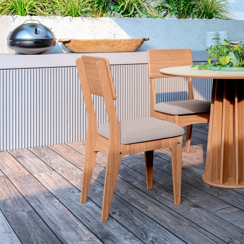 Cadeiras Kit 2 Cadeiras 100% Mdf Ca37/2 J20 Freijó/Bege Rústico - Dalla Costa