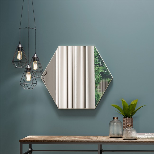 Painel Espelhado Hexagonal Decorativo Basic Es3 Off White - Dalla Costa