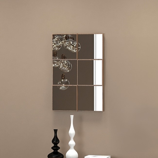 Painel Espelhado Quadriculado Decorativo Basic Tb85 Freijó - Dalla Costa