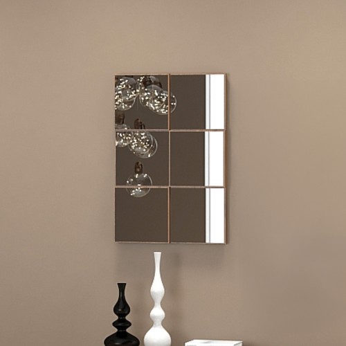 Painel Espelhado Quadriculado Decorativo Basic Tb85 Freijó - Dalla Costa