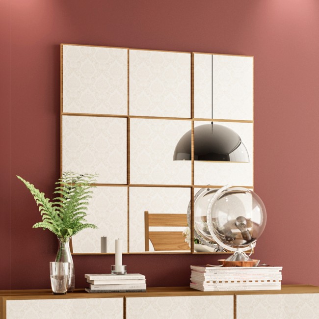 Painel Espelhado Quadriculado Decorativo Basic Tb86 Freijó - Dalla Costa