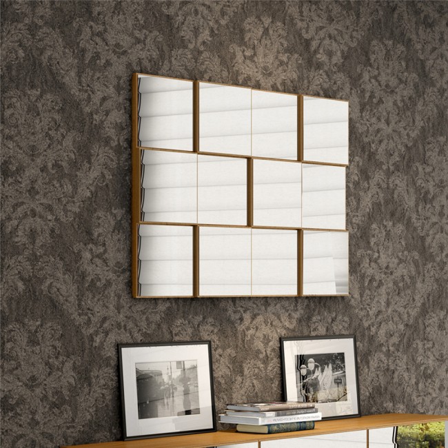 Painel Espelhado Quadriculado Decorativo Basic Tb87 Freijó - Dalla Costa