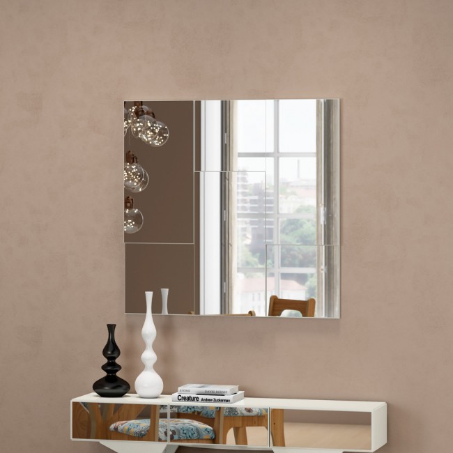 Painel Espelhado Quadriculado Decorativo Basic Tb96 Off White - Dalla Costa