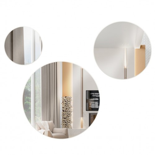 Espelhos Kit 3 Painéis Espelhados Redondos Decorativos Basic Es15 Off White - Dalla Costa
