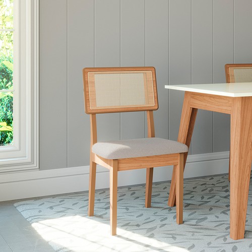 Kit 2 Cadeiras 100% Mdf Estofadas com Encosto em Tela Freijó/Césare Escuro J24 - Dalla Costa