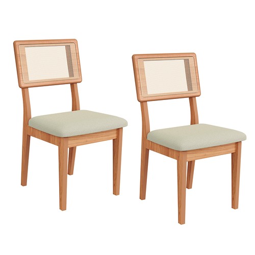 Kit 2 Cadeiras 100% Mdf Estofadas com Encosto em Tela Freijó/Césare Escuro J24 - Dalla Costa