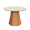 Mesa de Jantar Redonda 115cm com Pé Hexagonal Off White/ Freijó