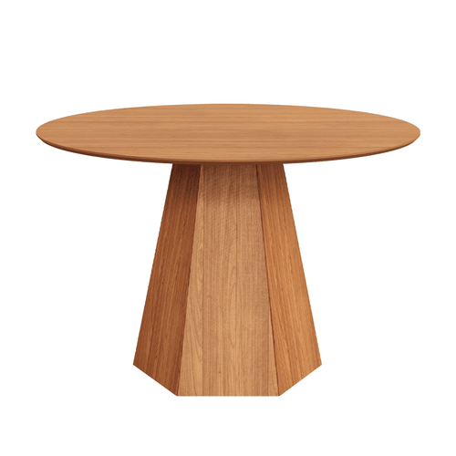 Mesa de Jantar Redonda 115cm com Pé Hexagonal Freijó