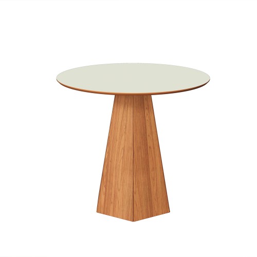 Mesa de Jantar 4 Lugares Redonda com Pé Hexagonal Lisboa Off White/Freijó - Dalla Costa