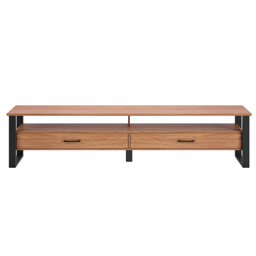 Rack para TV Até 75 Polegadas 2 Gavetas 220cm Industrial Freijó/Preto - Dalla Costa