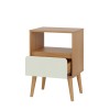 Mesa de Cabeceira Lisboa 45cm 1 Gaveta Freijó/Off White - Dalla Costa