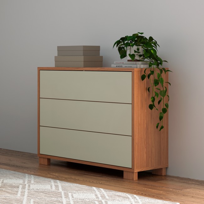 Cômoda 105cm 3 Gavetas Reta Freijó/Off White - Dalla Costa