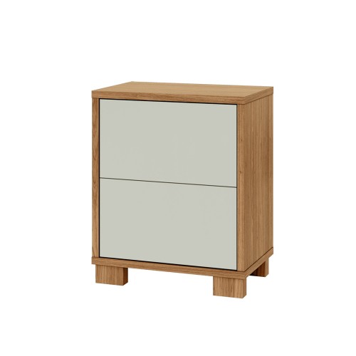 Mesa Cabeceira Basic 54cm 2 Gavetas Freijó/Off White - Dalla Costa