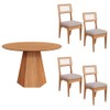 Conjunto Sala de Jantar Mesa Lisboa Hexagonal Freijó com 4 Cadeiras Palha Sintética 100% Mdf Freijó/Bege Claro J20
