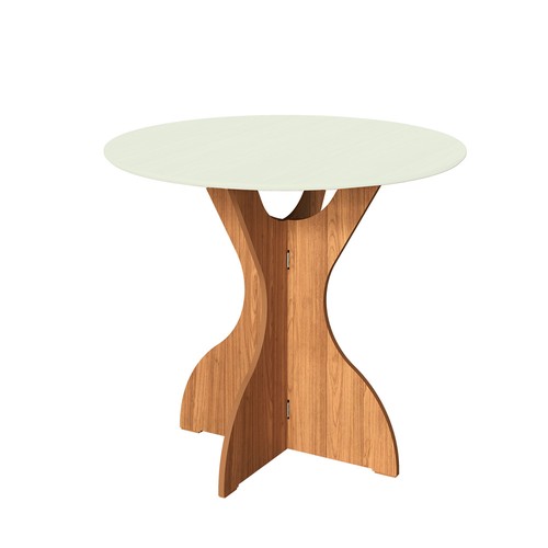 Mesa de Jantar Redonda Dobrável 4 Lugares Off White/Freijó - Dalla Costa