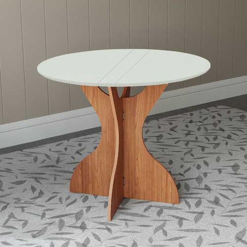 Mesa de Jantar Redonda Dobrável 4 Lugares Off White/Freijó - Dalla Costa