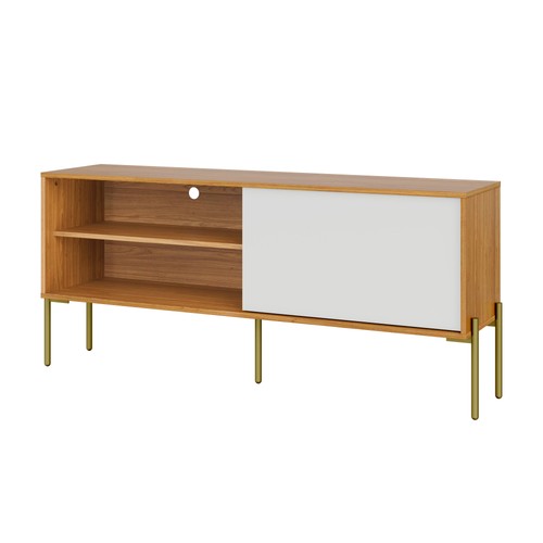 Rack 144cm com 1 Porta de Correr Florença - Freijó/Off White