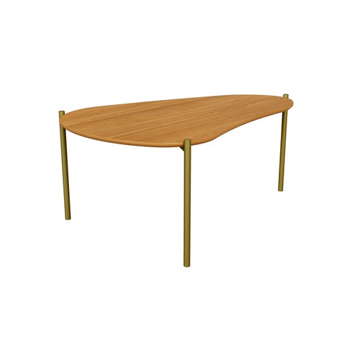 Mesa de Centro Orgânica Florença 70cm com Pés Metálicos Freijó/Gold - Dalla Costa