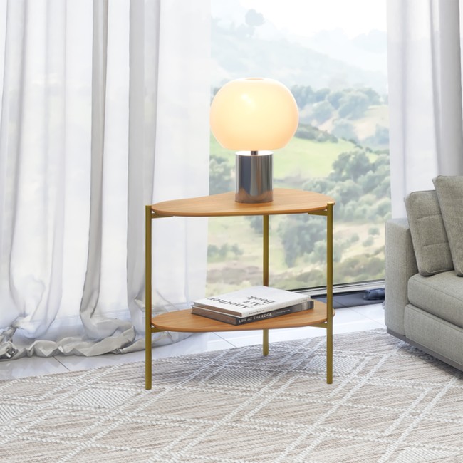 Mesa de Canto Orgânica Florença 60cm com Pés Metálicos Freijó/Gold – Dalla Costa