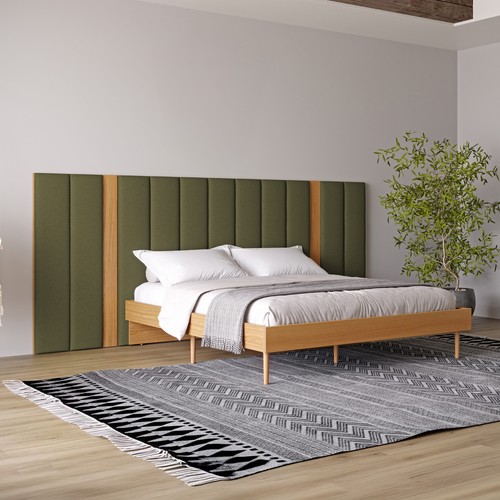 Cabeceira Estofada King Reta Basic J18 Freijó/Verde- Dalla Costa