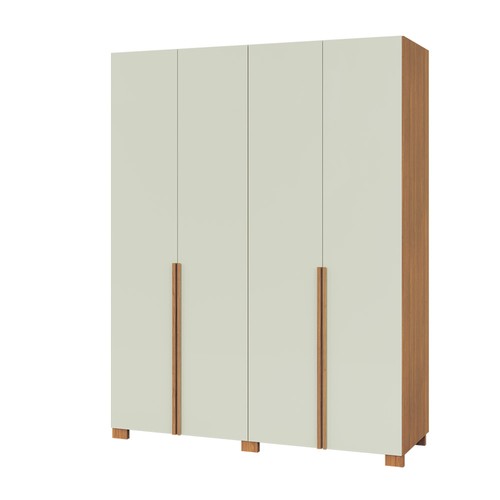 Guarda-Roupa 180cm 4 Portas de Giro e 2 Gavetas Freijó/Off White - Dalla Costa