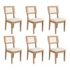 Conjunto Sala de Jantar Mesa Nature Off White/Freijó com 6 Cadeiras Palha Sintética Ca35 Césare Claro