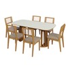 Conjunto Sala de Jantar Mesa Nature Off White/Freijó com 6 Cadeiras Palha Sintética Ca35 Césare Escuro