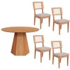 Conjunto Sala de Jantar Mesa Lisboa Hexagonal Freijó Tm80 com 4 Cadeiras Palha Sintética Ca35 - Freijó/Bege Rústico Claro